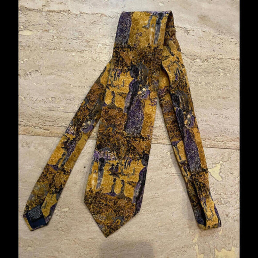 THE ART OF TIES TIE RACK 100% Silk Tie Mens Made In Italy Yellow